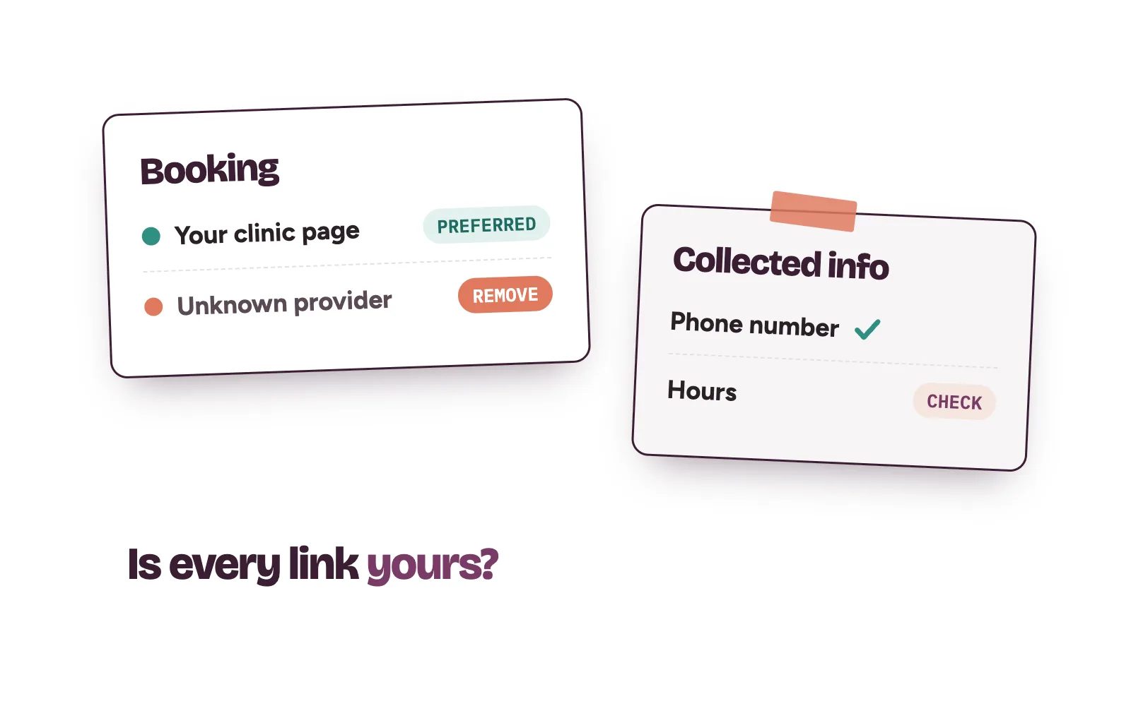 Clinic manager reviewing collected info and a third-party booking link on the clinic’s Google Business Profile