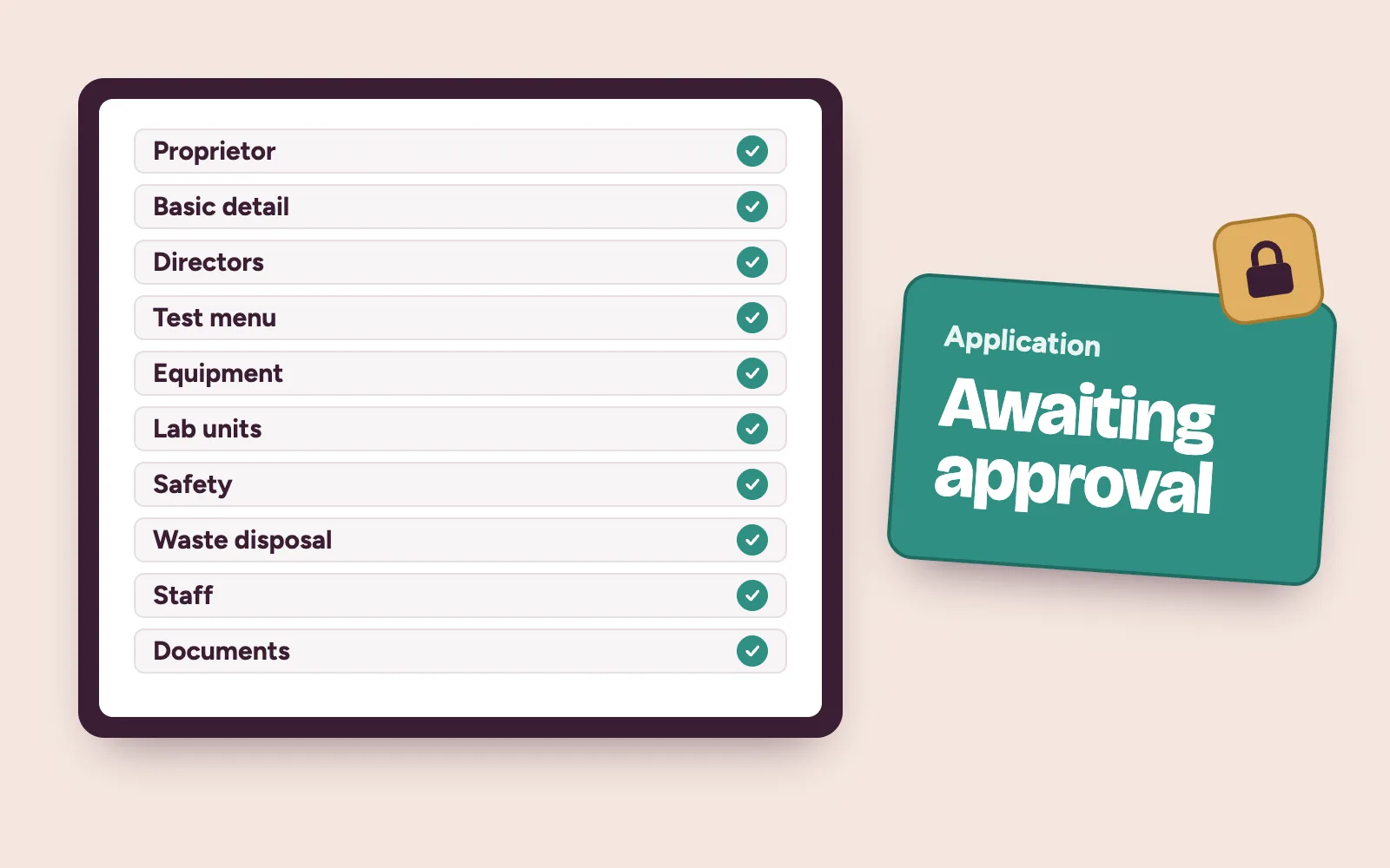 MLSCN lab portal dashboard with ten application tabs completed and an Awaiting Approval panel