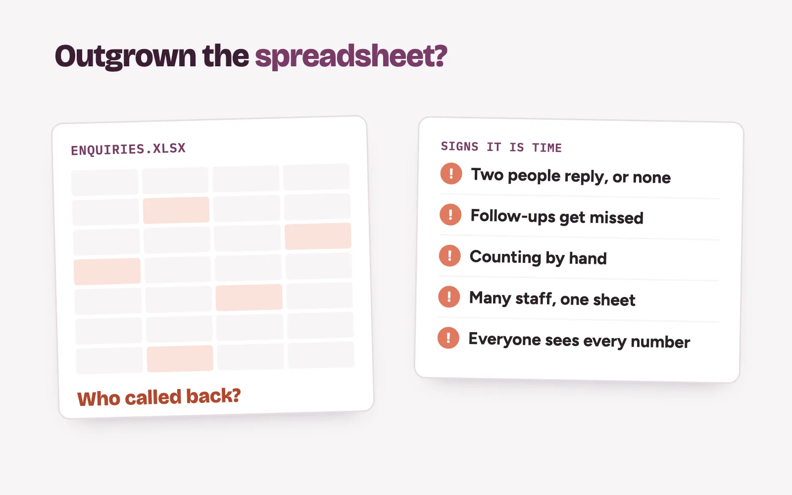 Spreadsheet versus clinic CRM: signs a clinic has outgrown its enquiry spreadsheet